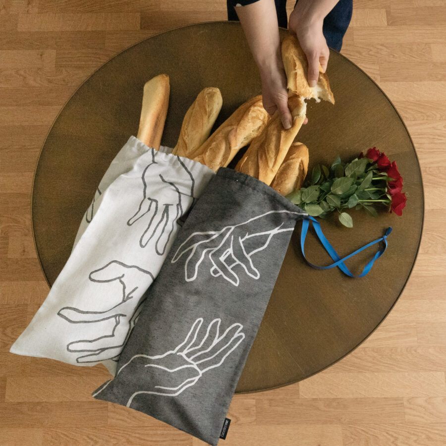 Manos jacquard bread bag · White - Image 4