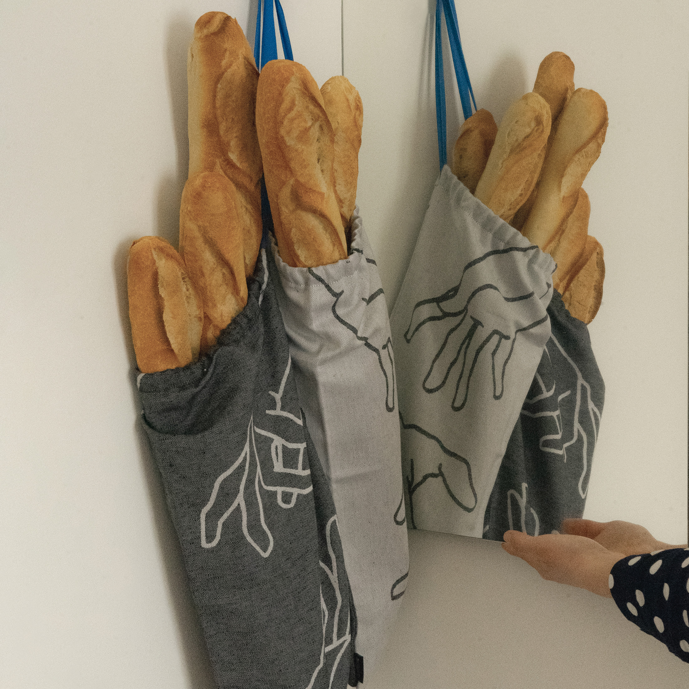 Sac à pain Manos en jacquard · Blanc – Image 2