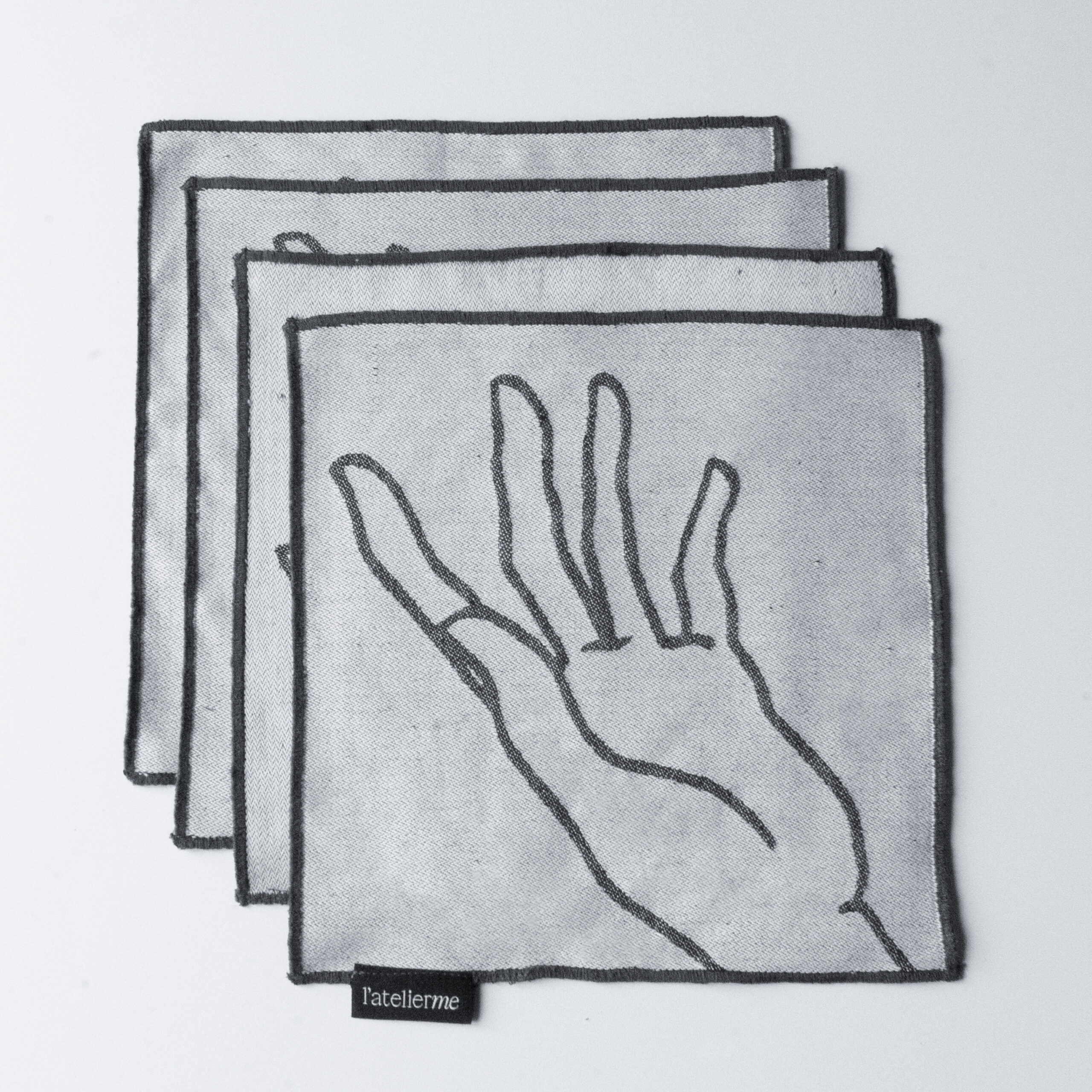 Set de 4 serviettes de cocktail Manos réversible en jacquard – Image 6