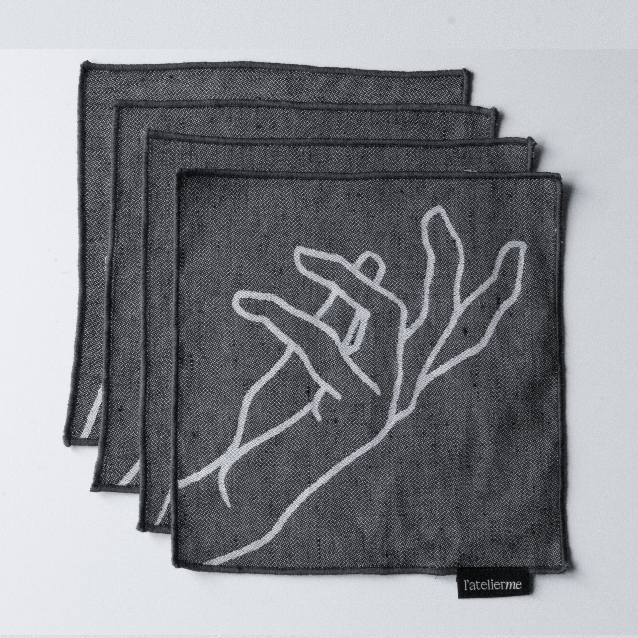 Set de 4 serviettes de cocktail Manos réversible en jacquard – Image 5