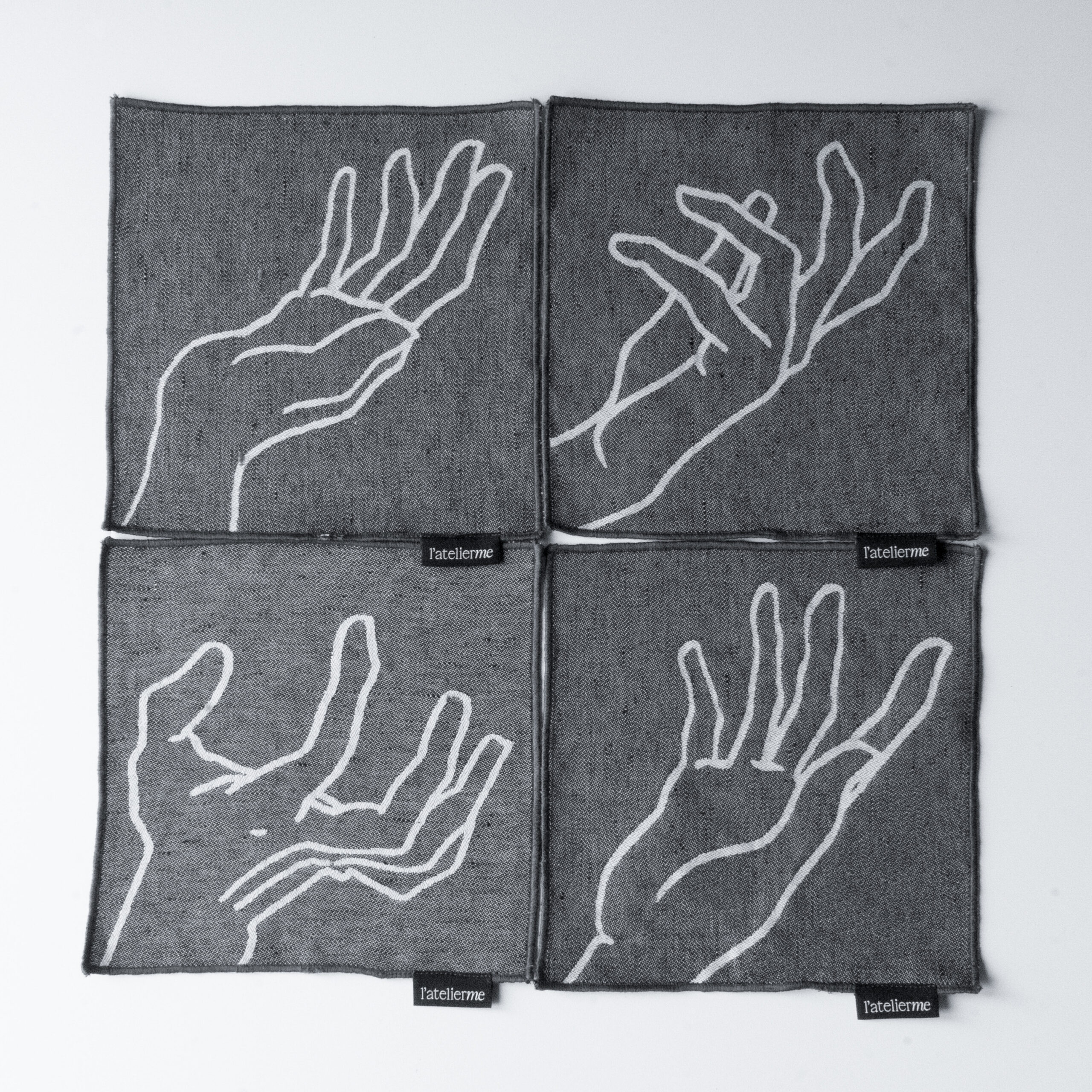 Set de 4 serviettes de cocktail Manos réversible en jacquard · Mariages & événements – Image 6